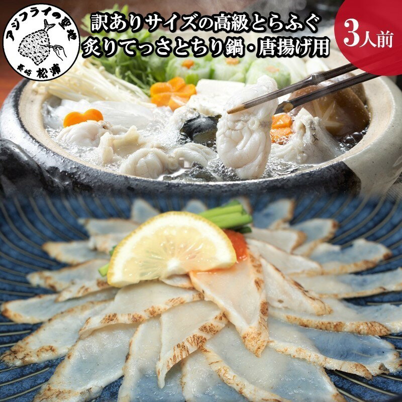 【ふるさと納税】驚きの逸品「訳ありサイズの高級とらふぐ炙りてっさとちり鍋・唐揚げ用」3人前【C9-004】 とらふぐ トラフグ 炙りてっさ ちり鍋 唐揚げ 3人前 ぶつ切り 魚 魚介類 海産物 海の幸 ふるさと納税 松浦市 訳あり 訳アリ