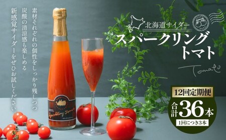 【12回定期便】 北海道サイダー スパークリングトマト 3本セット×12回 計36本 トマトジュース とまとジュース 炭酸 炭酸飲料 飲料 ドリンク スパークリング トマト とまと 北海道産 国産 サイダー
