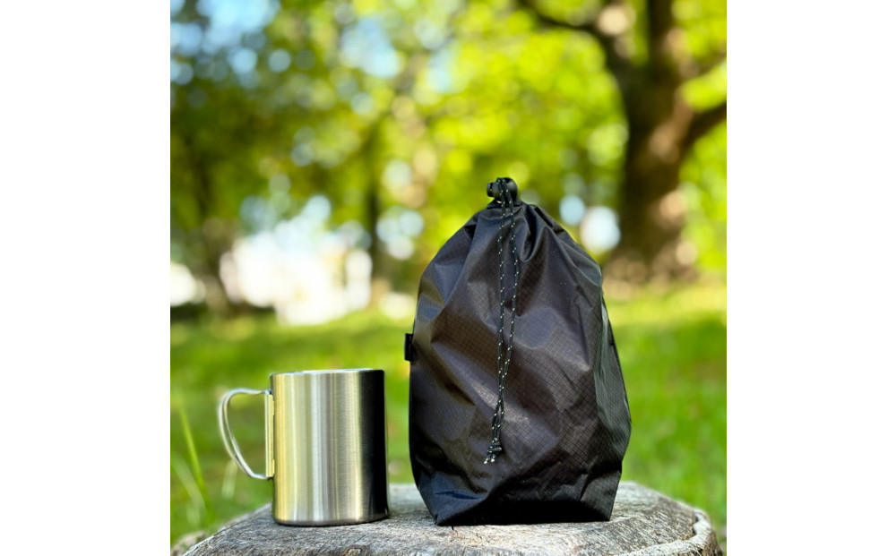 【S 1.5L・黒】　キャンプで大活躍！トイレットペーパーホルダー 小さめナイロン巾着袋 シンプル巾着