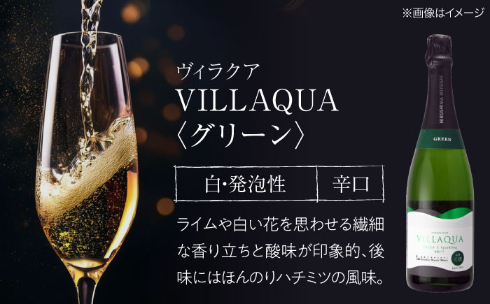 VILLAQUA -グリーン- 750ml×2本 白ワイン ワイン スパークリングワイン 発泡性  辛口 ギフト 広島 三次 酒 三次市 / 広島三次ワイナリー [APAZ152]