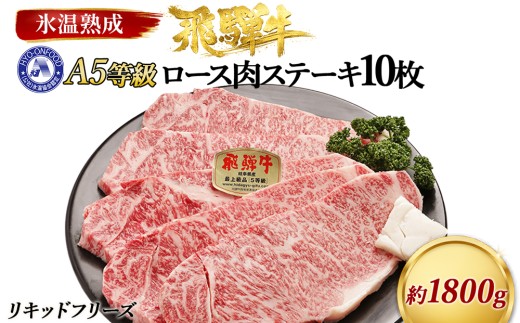 ロース肉ステーキ 10枚（約1800g）　氷温(R)熟成　飛騨牛Ａ５等級 リキッドフリーズ [No.539] ／ 牛肉 ブランド牛 すきやき 岐阜県 特産
