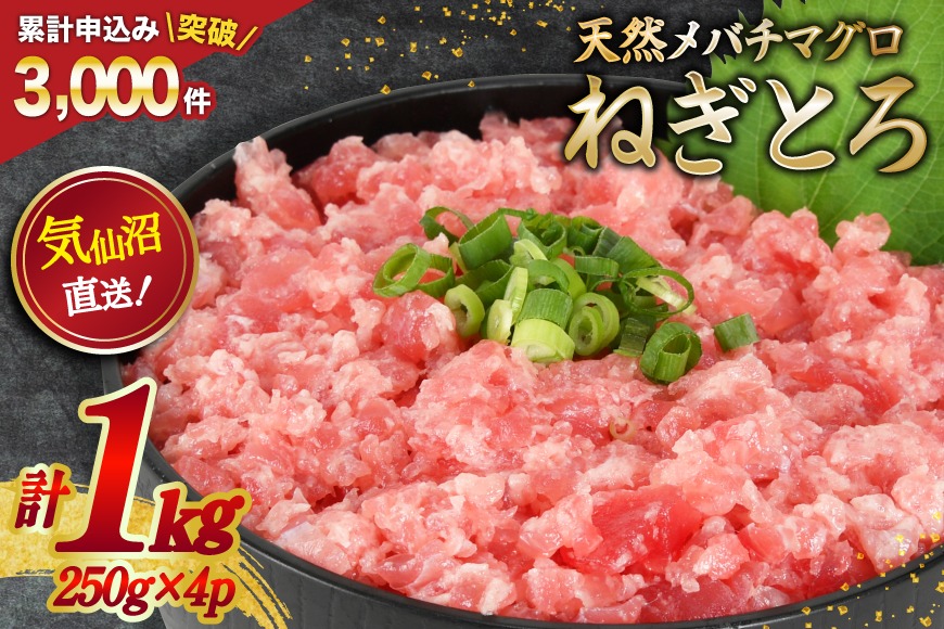【CF03】ネギトロ 気仙沼港直送 1kg (250g×4p) [畠和水産 宮城県 気仙沼市 20563348] メバチマグロタタキ 三陸産 小分け まぐろ丼 ねぎとろ まぐろ まぐろたたき 鮪