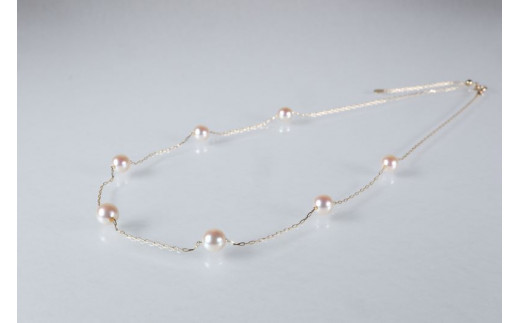 真珠 アクセサリー ネックレス パール 5.5mm 以上 6mm 未満 アコヤ真珠 ジュエリー 金具 K18 イエローゴールド / あこや真珠ステーションネックレス 5.5-6mm