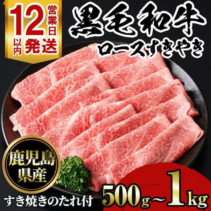 【ふるさと納税】＜選べる内容量＞鹿児島黒毛和牛ロースすきやき(500g～1kg) 鹿児島県産 牛肉 黒毛和牛 和牛 ロース 肩ロース すきやき 冷凍 タレ付 すき焼き すき焼【NBフード】