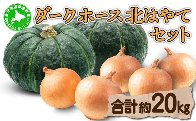 北海道 玉ねぎ かぼちゃセット 約20kg M-L混合 北はやて ダークホース タマネギ たまねぎ 玉葱 玉ネギ オニオン カボチャ 南瓜 伊達野菜 産地直送 サラダ 肉じゃが 煮物 木須農園 送料無料