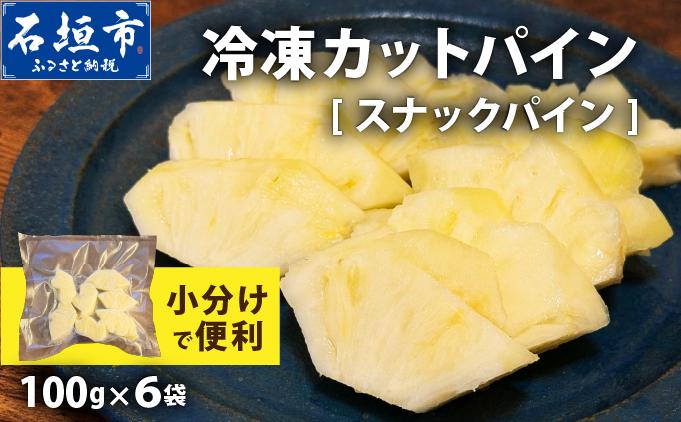 《4月以降発送》袋をあければそこは南国！完熟スナックパインをカットして小分けでお届け！ 100g×6パック  TF-103 冷凍カットパイン（スナックパイン）100g×6袋 | 沖縄県 石垣市 石垣島 南国 フルーツ 冷凍