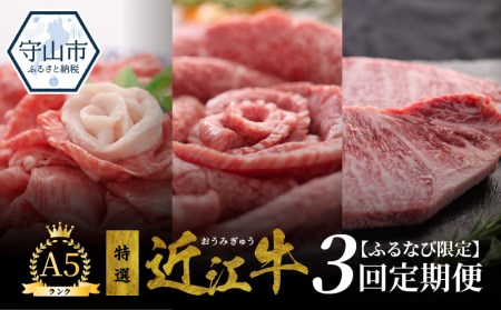 【ふるなび限定】A5ランク特選近江牛　3回定期便  近江牛 特選近江牛 国産牛 牛肉 CY-001T