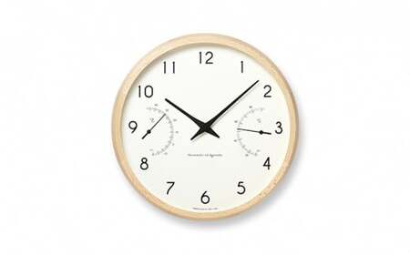 Campagne air［温湿度計付］/ PC17-05 NT 工芸品 装飾品 インテリア 存在感 時計 質感 無垢 ブナ材 植物 オイル塗装 肌触り 見やすい デザイン性 機能性  FAD-0906