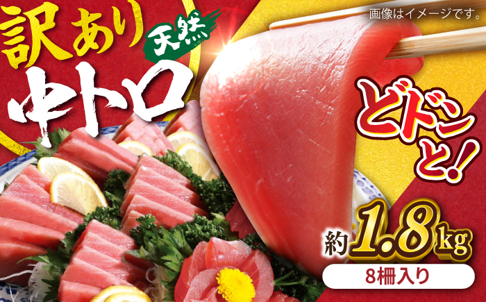 【訳あり】天然 まぐろ 中トロ メバチ 計約1.8kg (8柵入り) 【横須賀商工会議所 おもてなしギフト事務局（本まぐろ直売所）】[AKAK011]
