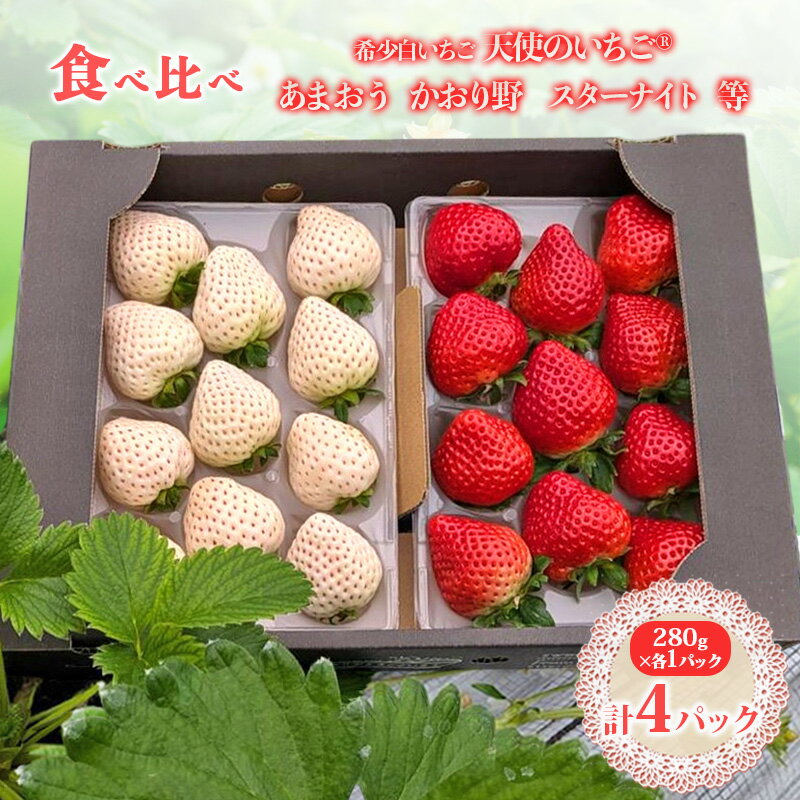 【ふるさと納税】いちご 『先行予約』【2026年1月上旬以降お届け】 天使のいちご 白いちご・あまおう・かおり野・スターナイトなど各1パック 計4パック 食べ比べ フルーツ いちご 果物 ※配送不可：沖縄、離島　お届け：2026年1月中旬～2026年4月下旬