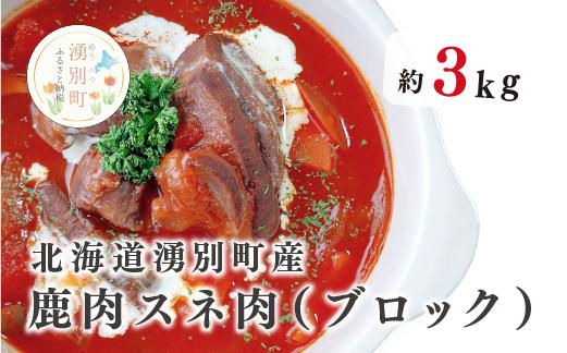 北海道湧別町産 エゾ鹿肉スネ肉（ブロック）3kg　ジビエ　鹿肉　シカ肉　しか肉　エゾシカ　エゾ鹿　冷凍　低カロリー　ヘルシー　国産　産地直送　オホーツク　湧別町　北海道