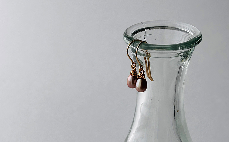 ブラウンゴールドパールのピアス/イヤリング（14kgf) アクセ