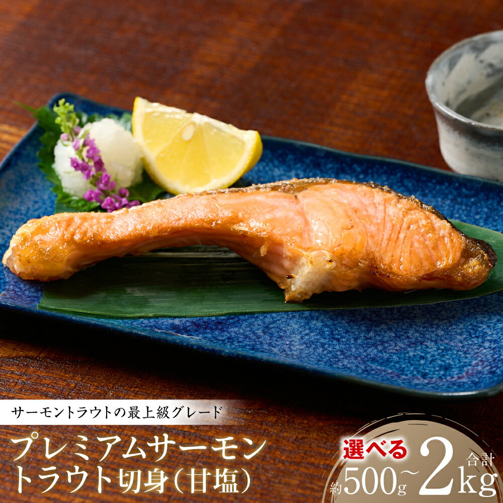 【ふるさと納税】【選べる内容量】プレミアムサーモントラウト切身 (甘塩) 約500g～約2kg (1パック～4パック) おかず レシピ 焼き魚 サーモン 切身 鮭 魚 魚介 冷凍 お弁当 ムニエル 厚切り さけ サケ しゃけ シャケ 送料無料