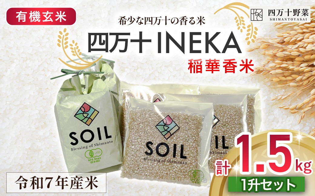 
                  【有機玄米】希少な四万十の香る米 1升（1.5kg）セット 四万十INEKA（稲華香米） ／Fsg-05 ブランド米 お米 米 香米 香る米 玄米 高知県 四万十町
                