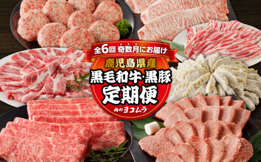 
【全6回】「肉のヨコムラ」鹿児島県産 黒毛和牛・黒豚 定期便（奇数月にお届け）　K189-T01
