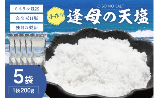 手作り天然塩　【逢母の天塩】200g×5パック