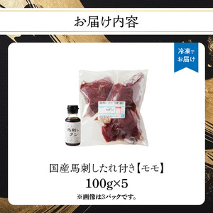 《福岡肥育》国産馬刺したれ付き【モモ】100g×5【冷凍】 176-040