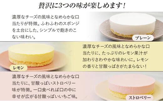 レアチーズケーキセット（プレーン+レモン+ストロベリー）