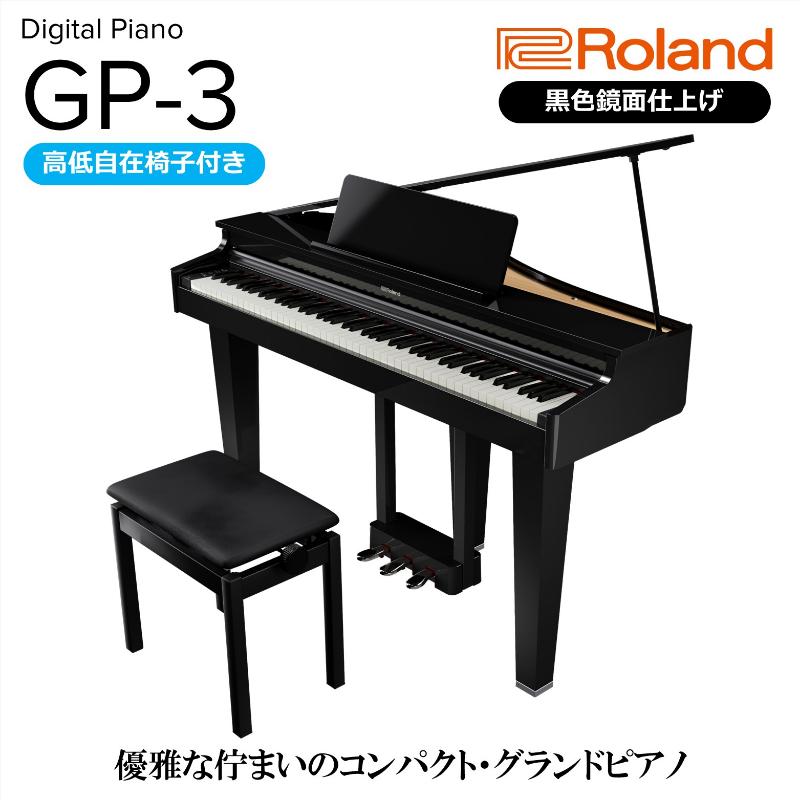 【ふるさと納税】楽器 Roland 電子コンパクトグランドピアノ GP-3 黒色鏡面仕上げ 高低自在椅子付き 設置作業付き デジタルピアノ 静岡県浜松市