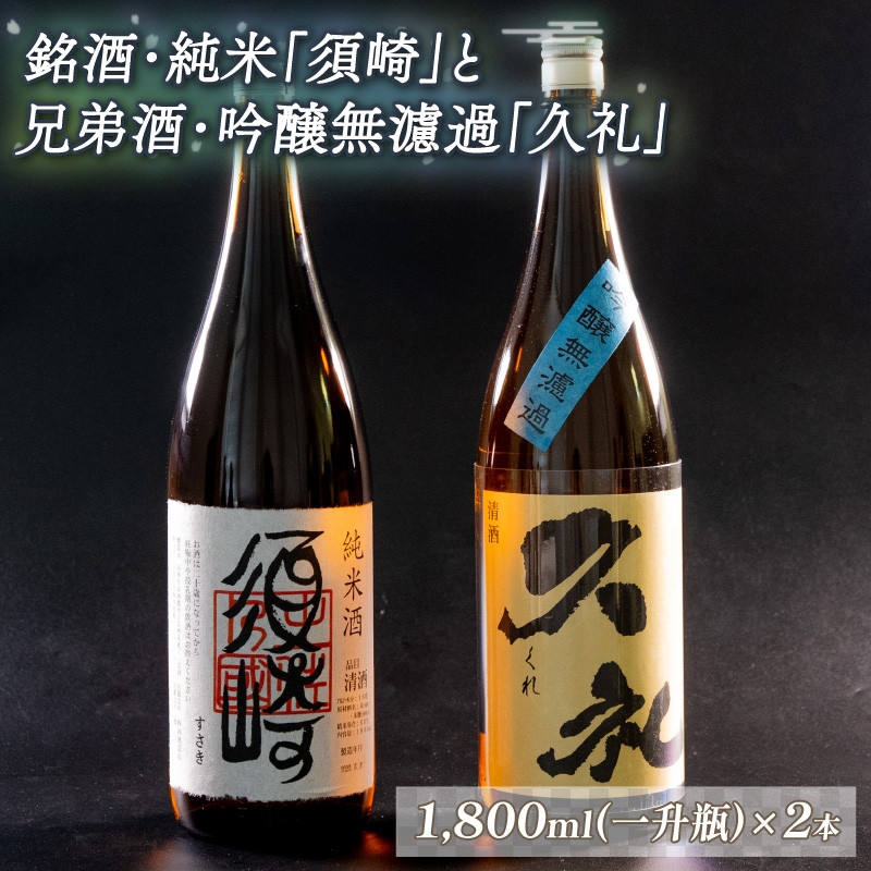 
銘酒･純米｢須崎｣と兄弟酒･吟醸無濾過｢久礼｣ 1800ml×2本 ( 酒 さけ お酒 日本酒 吟醸無濾過 純米 本醸造 酒造 高知 贈答 ギフト 贈り物 祝い 記念日 中元 歳暮 敬老 ) TH086
