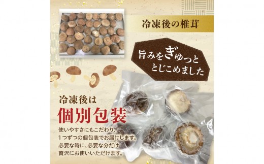 冷凍 原木しいたけ（冬菇）1kg 椎茸 どんこ 冷凍 ドリップ 個別包装 国産 出汁 料理 天然もの きのこ 旨味 煮物 天ぷら 炊き込みご飯 F07040