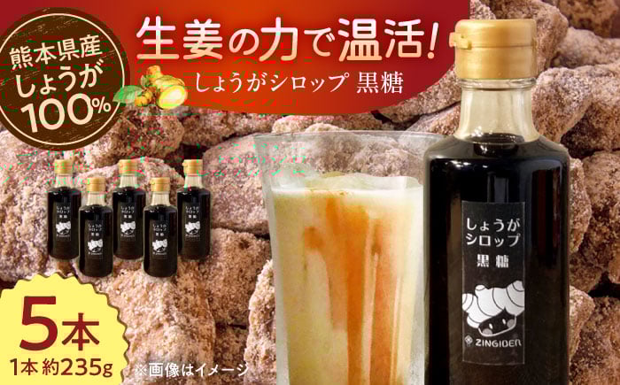 
            しょうが シロップ 黒糖 約235g×5本 セット【ジンジベル】 [AYAD011]
          