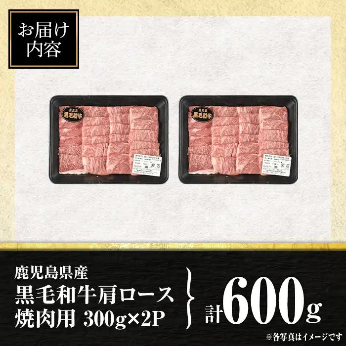 isa881 鹿児島県産黒毛和牛 肩ロース焼肉用(計600g・300g×2P) 4等級以上！ 国産 牛肉 霜降り 国産 牛肉 霜降り 家庭用 冷凍 【サンキョーミート株式会社】