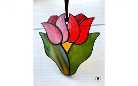 【ステンドグラス】キュートなオーナメント（06:チューリップ）□