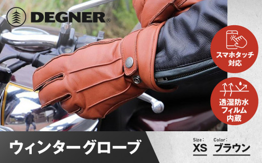 【デグナー】ウィンターグローブ [WG-34]ブラウン〈XSサイズ〉［ 京都 八王子 革 手袋 レザー グローブ バイクギア ブランド 大好評 人気 おすすめ 牛革 ツーリング ライダー バイカー バイク パーツ お取り寄せ 送料無料 ふるさと納税 ］