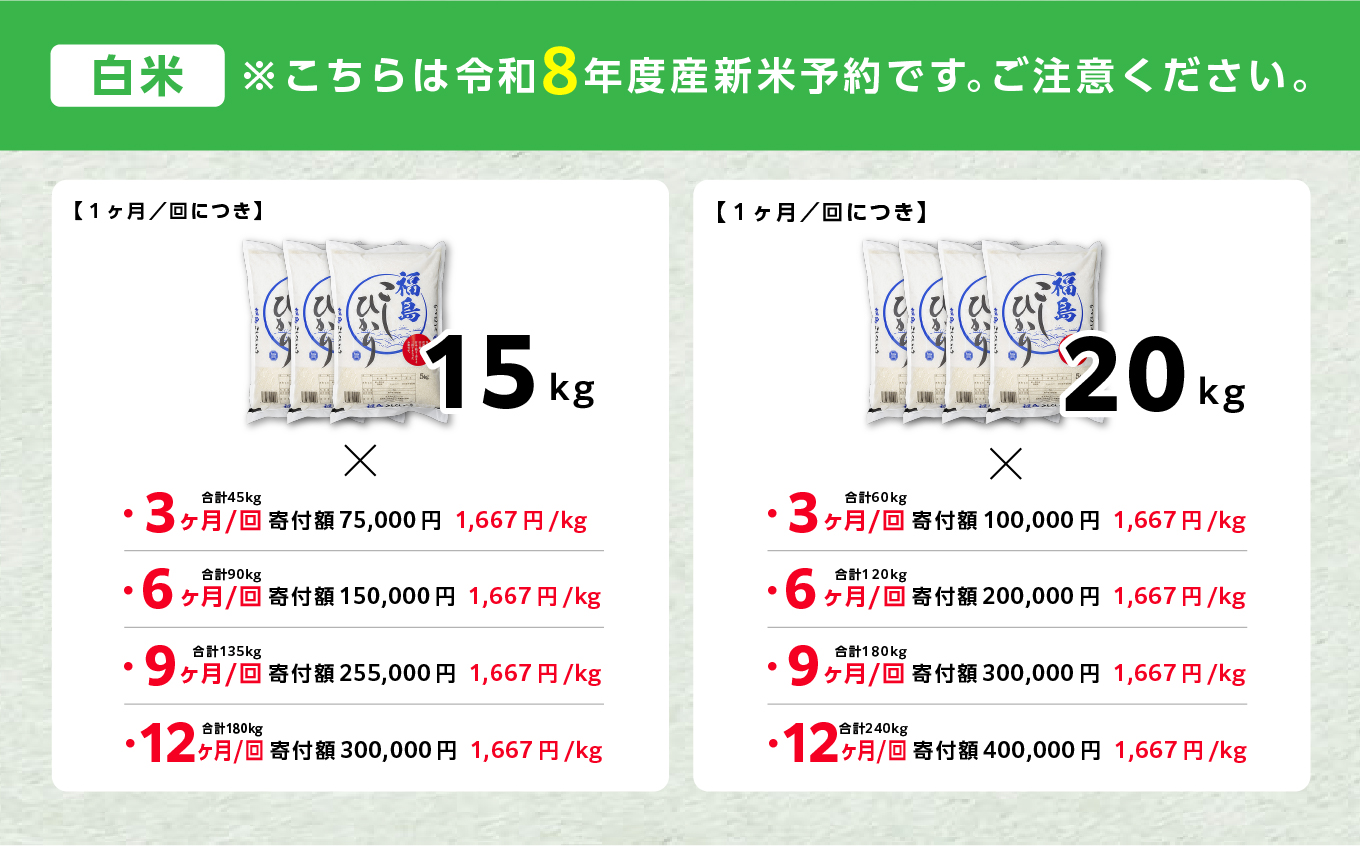 《新米先行予約》【毎月届く】令和8年産 福島県産こしひかり 白米 定期便 10kg 6回 株式会社あだたら米 二本松市
