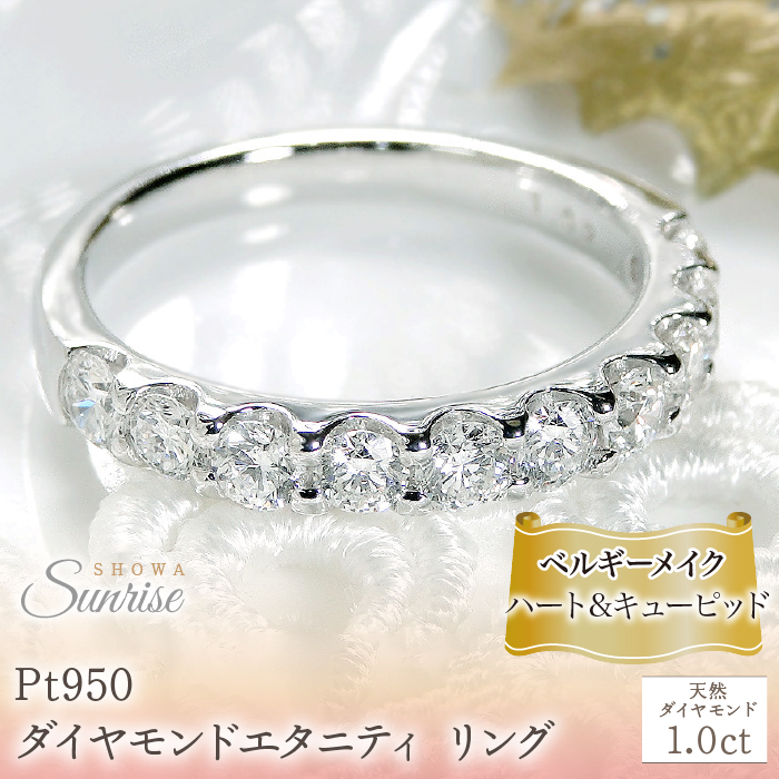pt950【1.0ct】 ベルギーメイク ハートアンドキューピッド ダイヤモンド エタニティ リング CSR0114 SWAV048