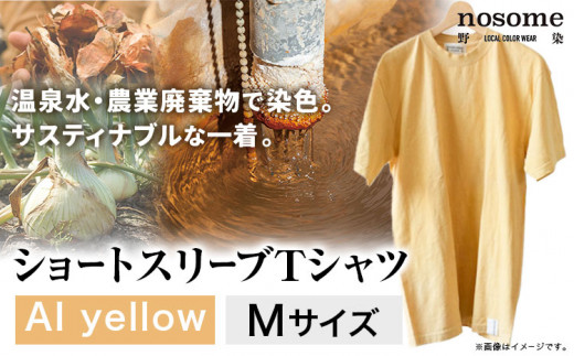 【サイズ：M】野の色を着る。温泉水・農業廃棄物で染色したショートスリーブＴシャツ AI yellow 合同会社nosome《90日以内に出荷予定(土日祝除く)》 送料無料 服 ファッション インナー ギフト レディース メンズ 北海道 本別町 染め 染色 草木染め