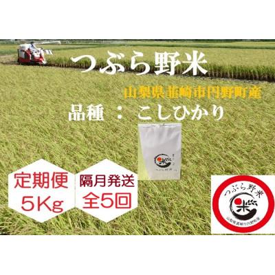 ふるさと納税 韮崎市 【2ヵ月毎定期便】つぶら野米(品種:コシヒカリ) 白米5kg 隔月定期(計25kg)全5回