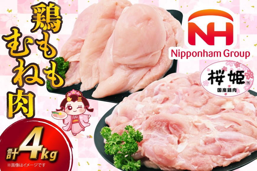 
            鶏肉 国産 桜姫鶏 (R) もも肉 むね肉 セット 各2kgずつ 計 4kg [日本ハムマーケティング 宮崎県 日向市 452061078] 冷凍 もも 鶏もも肉 鶏モモ むね 鶏むね肉 鶏胸肉 鶏ムネ 鶏
          