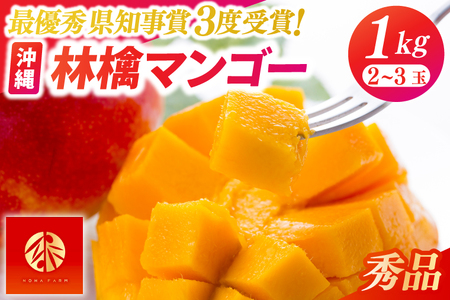 【2026年6月下旬より順次発送】★数量限定★沖縄県最優秀県知事賞に3度輝いた! ★秀品★沖縄マンゴー約1kg(2～3玉)(BV008-1)