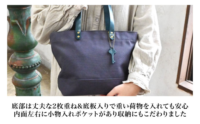 帆布トートバッグMサイズ チャコールグレー×選べる本革持ち手6色帆布 トート トートバッグ ミドルトート ファスナー付