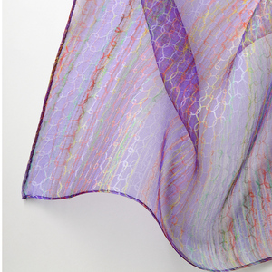 妖精の羽・塩縮オーガンジーポケットチーフ 加賀友禅 鎖/パープル  FAF-0022