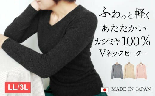 【ふるさと納税】 大きいサイズ カシミヤ100％ Vネックセーター 新潟県 五泉市 高橋ニット株式会社
