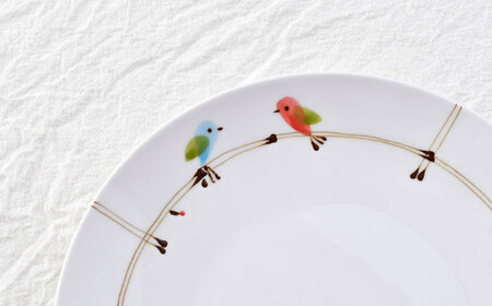 【波佐見焼】ことりの森 21cm プレート 2枚セット【まるしん】[WD42]