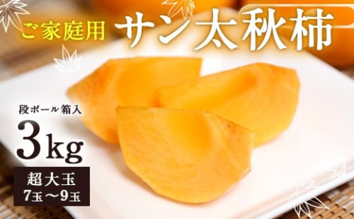家庭用 サン太秋柿 ダンボール入り 超大玉 7～9玉 約3kg 【2025年10月下旬～12月上旬発送予定】