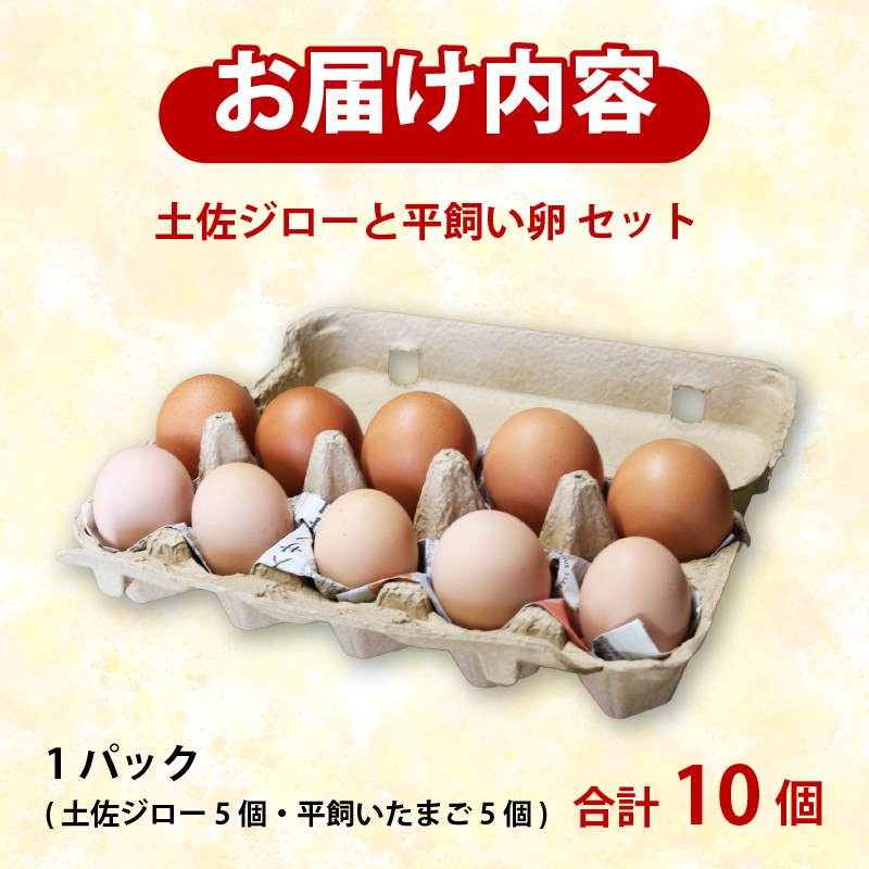 土佐ジローの卵と平飼い卵 セット 各5個(10個×1パック) 合計10個 | たまごのおくだ 新鮮 土佐ジロー 平飼い 卵 たまご 10個 鶏卵 卵黄 エッグ たまごかけ ご飯 玉子 タマゴ 玉子焼き たまご焼き すき焼き 鶏 ケーキ セット 2種 食べ比べ 産地直送 国産 ふるさと納税 高知県 南国市