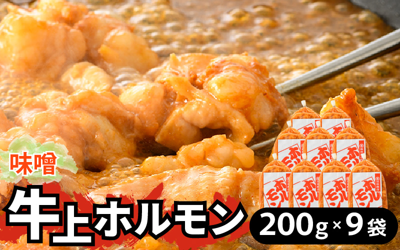 牛味噌 上ホルモン 200g×9袋（1～2人前×9袋） 計1.8kg ＜絶品！炒めるだけ簡単！＞ ／ 価格下げました！ 味付け 味噌 肉 焼肉 BBQ バーベキュー もつ ホルモン 小分け おつまみ 冷凍 アウトドア やみつき 人気 [aw001-a017]