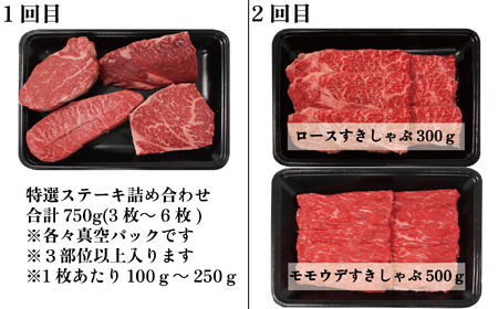 【定期便】都萬牛　4カ月定期便プレミアムセット　国産牛肉＜15-7＞