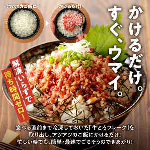 【3回定期便】人気の牛とろ丼セット 140g 専用タレ付き【定期便 牛とろ丼 セット 牛とろフレーク 7人前 140g 専用タレ付き ぎゅうとろ 牛肉 牛トロ フレーク 7食分 ご飯にかけるだけ 牛ト