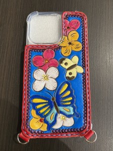 スマホ カバーケース 牛ヌメ革 ハンドメイド (a40-087)