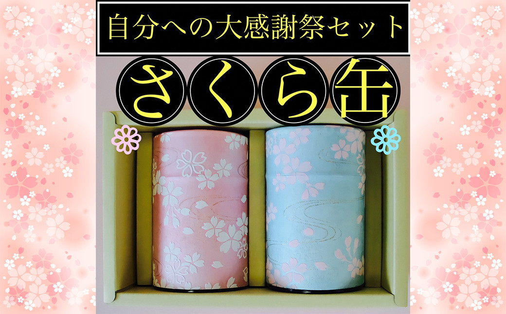 【さくら缶】学生さん達と考えた 深蒸し茶 ギフトセット！ 絵柄が選べる100g缶 （100g×2缶 計200g）！ 自分への大感謝祭 セット お茶 茶缶 緑茶 深蒸し茶 静岡緑茶 日本茶