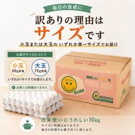 【訳あり】くりばらの毎日たまご 10kg(小玉または大玉)【配送不可地域：離島】【1748493】
