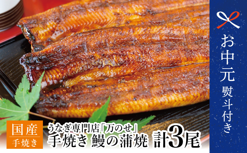 
            【お中元ギフト】【鹿児島県産 鰻】うなぎ専門店「万のせ」 うなぎ蒲焼 3尾（手焼き）160g前後 ウナギ 蒲焼き お取り寄せ 冷凍 南さつま市 贈り物 ギフト 贈答用
          