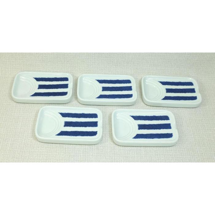 【AB1208】【波佐見焼】藍染十草 減塩皿５枚組 【西海陶器】5 33012