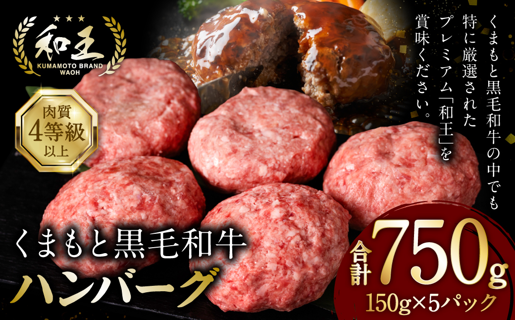 くまもと黒毛和牛 和王ハンバーグ 150g×5パック